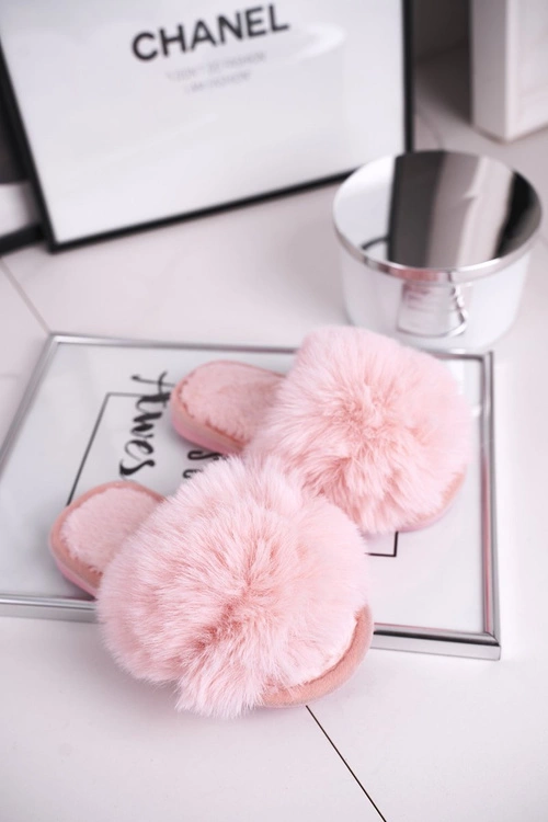 Dziecięce Papcie Klapki z Futerkiem Jasny Róż Snow Ball