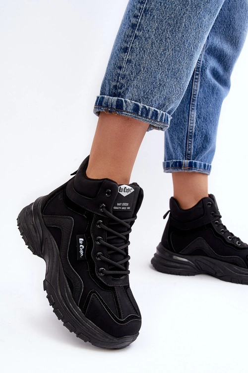 Botki Trapery Damskie Ocieplane Sznurowane Lee Cooper LCJ-23-44-1976L Czarne