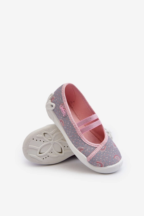Kapcie Baleriny We Wzorki Befado 116X328 Szaro-Różowe