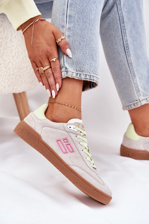 Zamszowe Buty Sportowe Sneakersy Damskie D.Franklin DFSH387005 Zgaszona Biel