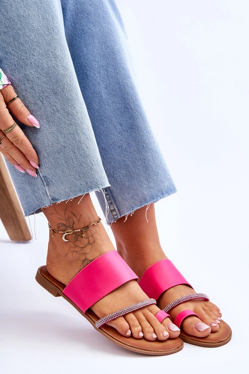 Damskie Klapki Japonki Z Ozdobnym Paskiem Fuksja Sublime