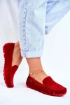 Mokasyny Damskie Skóra Zamsz Czerwone Papito