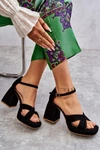 Damskie Zamszowe Sandały Na Obcasie Lewski Shoes 3221 Czarne