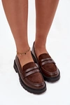 Mokasyny Damskie Z Eko Skóry Czekoladowe Cailen