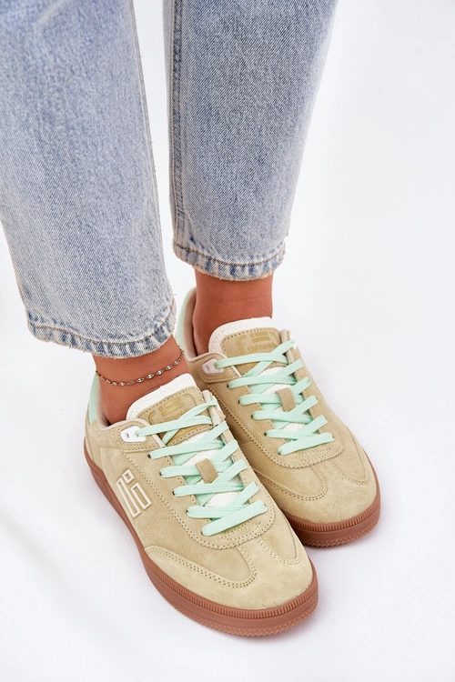 Zamszowe Buty Sportowe Sneakersy Damskie D.Franklin DFSH387005 Limonkowe