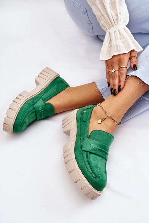 Damskie Zamszowe Wsuwane Półbuty Zielone Fiorell