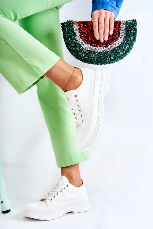 Damskie Niskie Trampki Materiałowe Białe Gueso