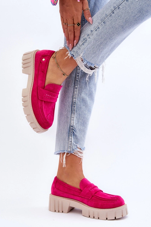 Damskie Zamszowe Wsuwane Półbuty Fuksja Fiorell