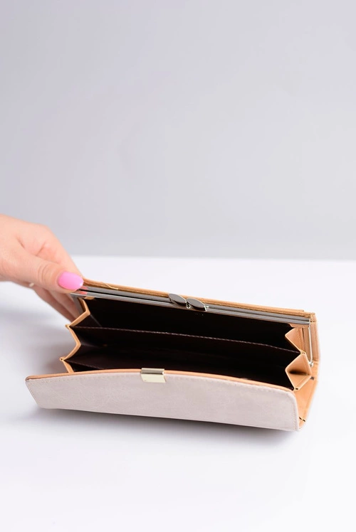 Duży Damski Beżowy Portfel