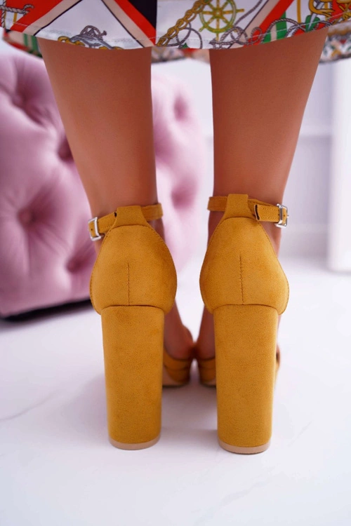 Damskie Żółte Sandały Na Słupku Platforma Debora