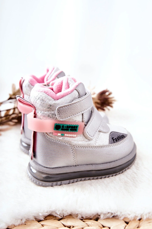 Ocieplane Śniegowce Botki Na Suwak Srebrne Hesiera