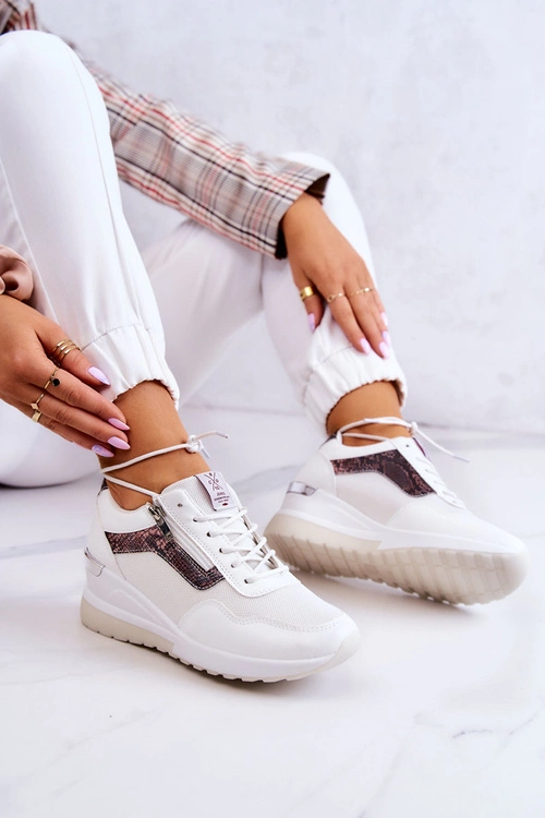 Damskie Sneakersy Na Koturnie Cross Jeans JJ2R4028C Białe