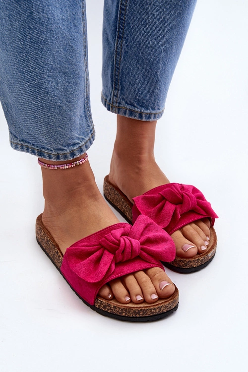 Damskie Klapki Z Kokarda Fuksja Ezephira