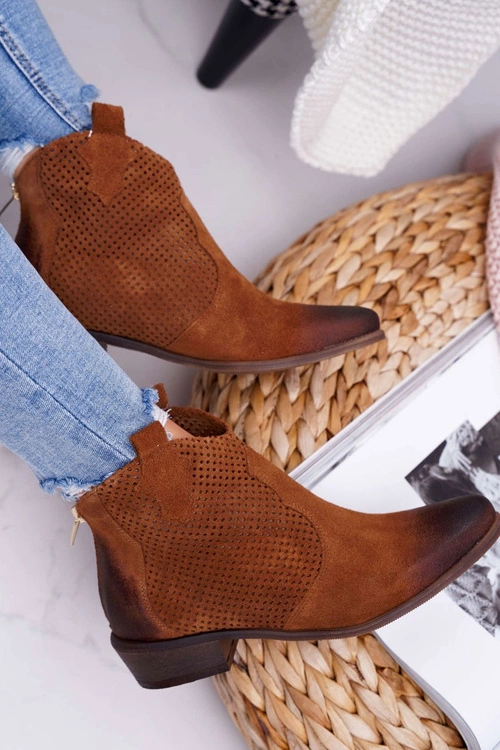 Botki Damskie Brązowe Skórzane Exquisite 1166