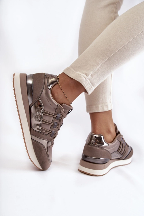 Damskie Modne Buty Sportowe Big Star KK274112 Ciemnoszare