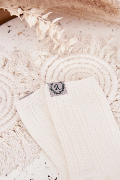 Bawełniane Skarpetki W Prążki Damskie Ecru