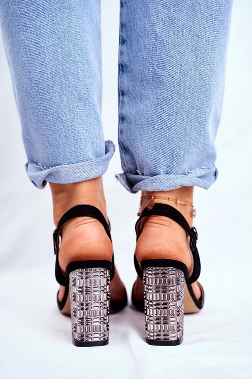 Sandały Damskie Na Słupku Czarne Barski Baskila