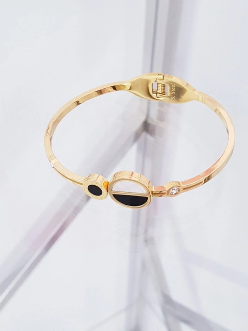 Damska Bransoleta Stalowa Cyrkonie Rzymskie Cyfry Złota Wega