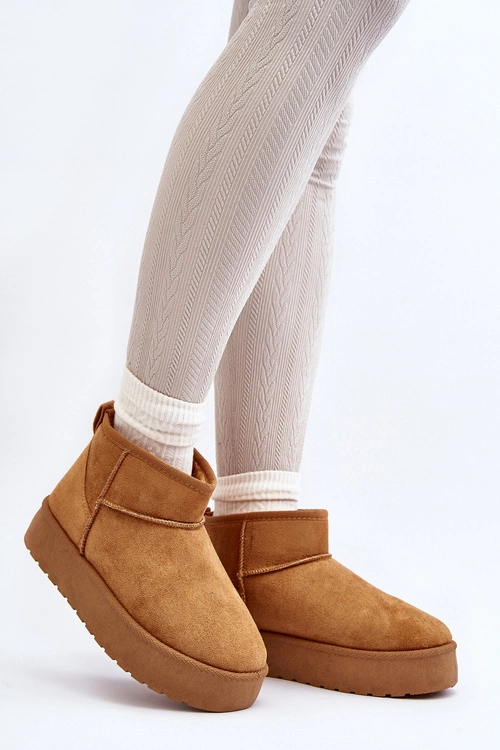 Niskie Śniegowce Damskie Na Platformie Camel Kallins