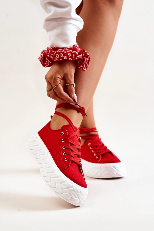 Tenisówki Na Masywnej Platformie Czerwone Suzane