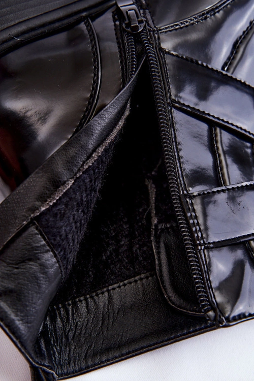 Damskie Ocieplane Botki Na Płaskim Obcasie Z Suwakiem Czarne Joshie