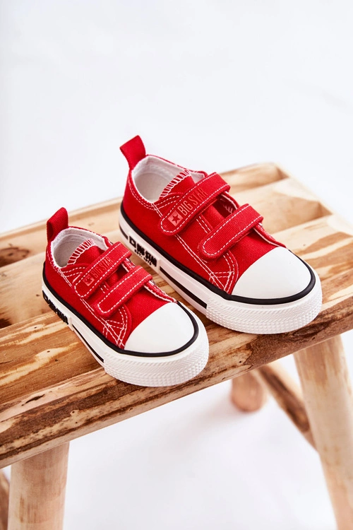 Dziecięce Materiałowe Trampki Na Rzep BIG STAR KK374082 Czerwone