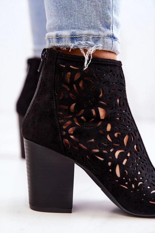 Botki Na Słupku Ażurowe Czarne Brittany