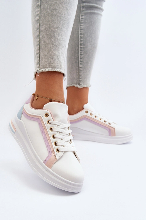 Sneakesy Damskie Z Brokatem Różowe Elnami