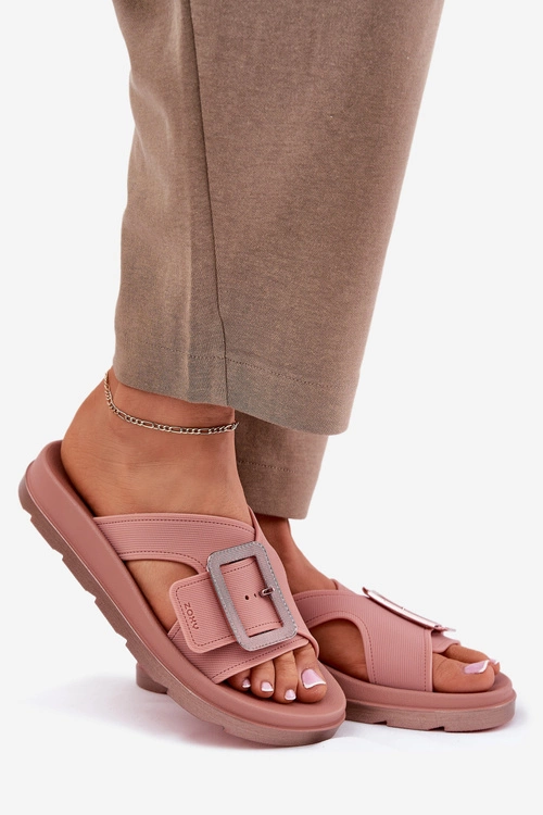 Pachnące Klapki Damskie Z Ozdobną Klamrą ZAXY RR285077 Brudny Róż