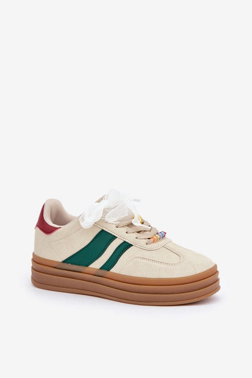 Sneakersy Damskie Z Przypinkami Beżowe Jariana