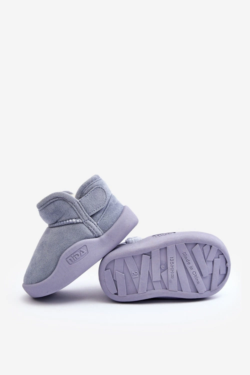 Śniegowce Dziecięce Ocieplane Futerkiem Niebieskie Benigna