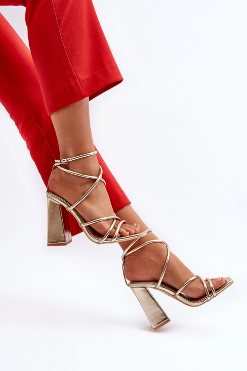 Modne Sandały Na Obcasie Złote Josette