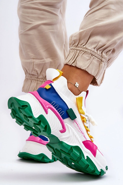 Damskie Sneakersy Skarpetkowe Wsuwane Biało-Zielone Keaton