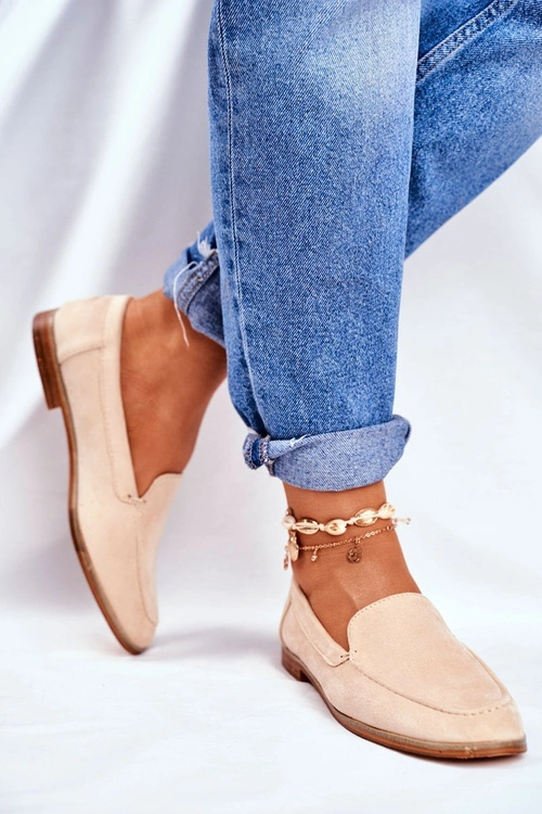 Damskie Półbuty Wsuwane Zamszowe Beżowe Twinky