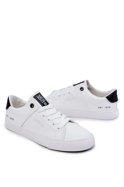 Skórzane Męskie Tenisówki Big Star JJ174105 Biało-Czarne