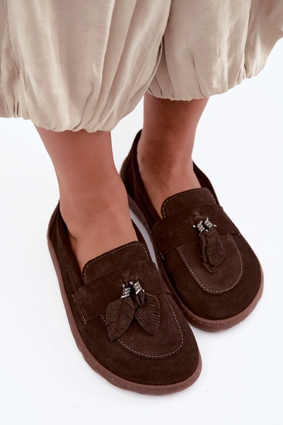 Mokasyny Barefoot Z Naturalnego Zamszu Zazoo 10220 Czekoladowe