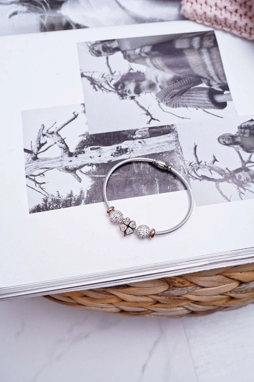 Damska Bransoleta Z Cyrkoniami Różowe Złoto Koniczyna Kirby