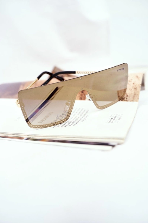 Okulary Przeciwsłoneczne Prius PRE-12 Złote Lustro Łańcuszek