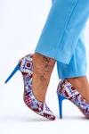 Modne Skórzane Szpilki Lewski Shoes 2659 Niebiesko-Czerwone
