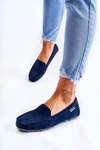 Zamszowe Mokasyny Damskie Granatowe Millare