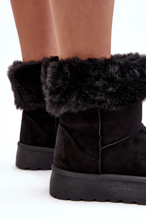 Damskie Śniegowce Z Futerkiem Czarne Rainsa