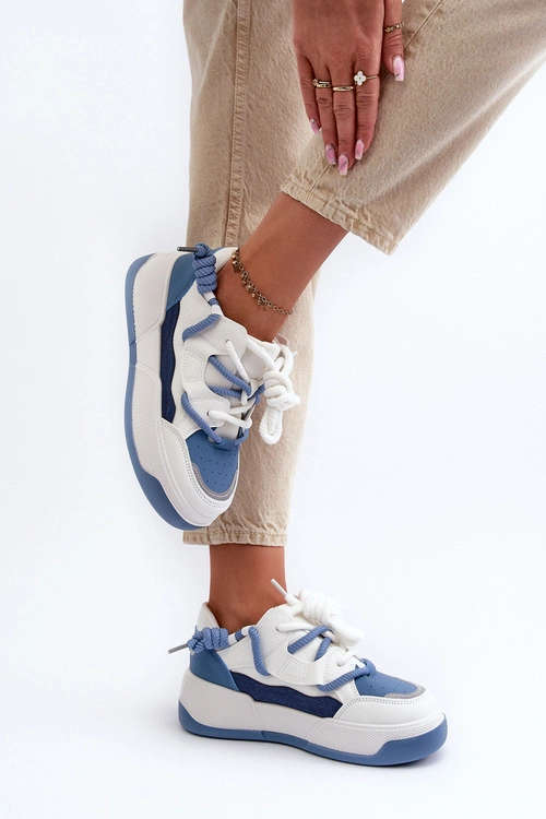 Sneakersy Damskie Na Platformie Niebieskie Moariella