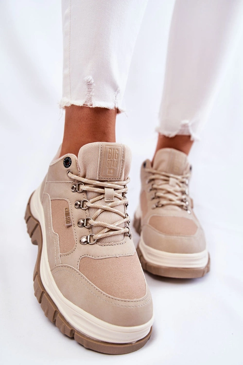 Damskie Buty Trekkingowe Trapery Memory Foam Big Star KK274363 Beżowe