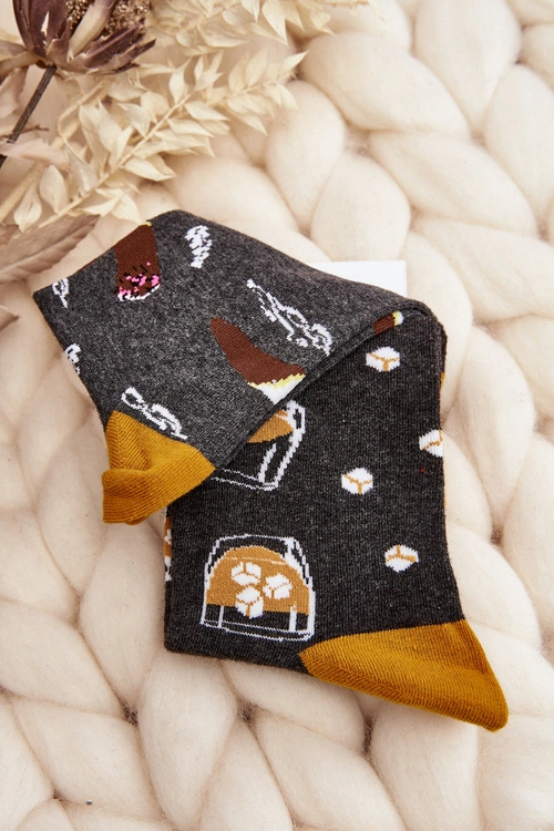 Męskie Skarpetki Nie Do Pary Drink Szaro-Żółte