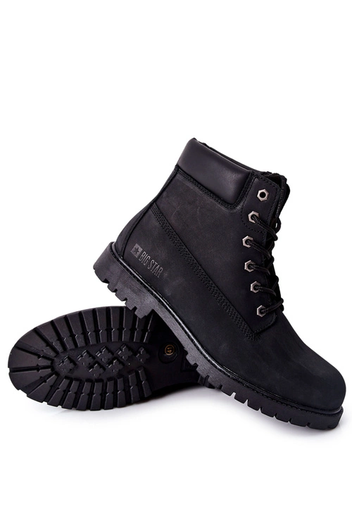 Skórzane Botki Trapery Big Star II174263 Czarne