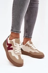 Sneakersy Damskie Niskie Eko Skórzane Beżowe Givelle