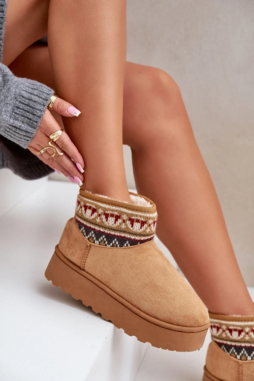 Śniegowce Damskie Ze Wzorem Na Platformie Camel Avatharia