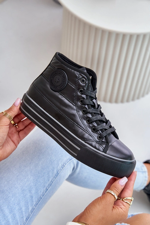 Ocieplane Trampki Damskie Na Platformie OO274A471 Czarne