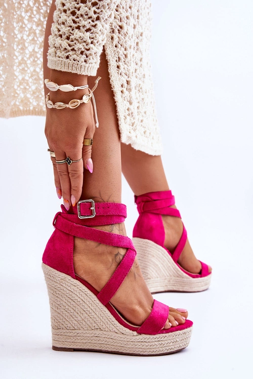 Wygodne Sandały Na Wysokim Koturnie Fuksja Lemira