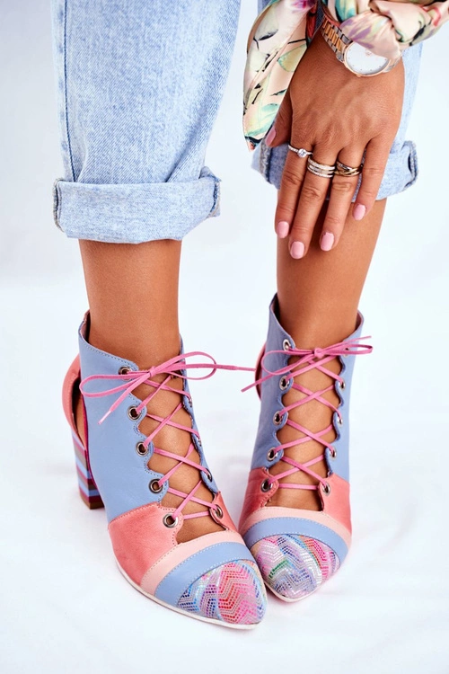 Botki Damskie Na Słupku Skórzane Maciejka Wiosenne 03938-15